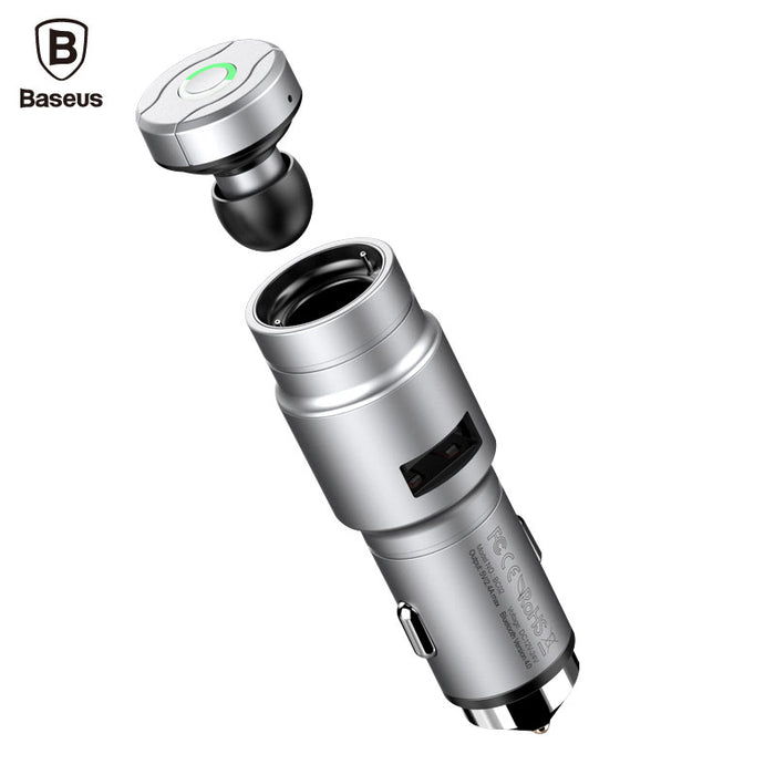 Baseus Portable Wireless Bluetooth Earphone Headphone Car Charger 2 in 1 Bluetooth Headset - iDeviceCase.com