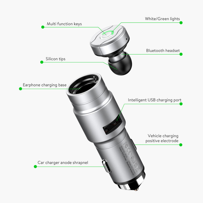 Baseus Portable Wireless Bluetooth Earphone Headphone Car Charger 2 in 1 Bluetooth Headset - iDeviceCase.com