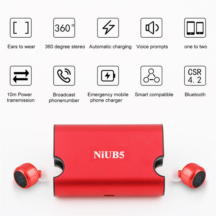 True Wireless Twins Earphones 4.2 NiUB5 Mini Invisible Wireless Bluetooth Earphone - iDeviceCase.com
