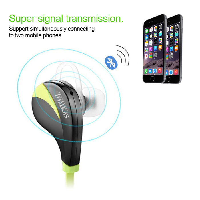 Bluetooth Wireless Earphone Tomkas Sport Hands Free Headset Stereo Mic Noise Cancelling Bluetooth Earphone For iphone 5 6 Phone - iDeviceCase.com