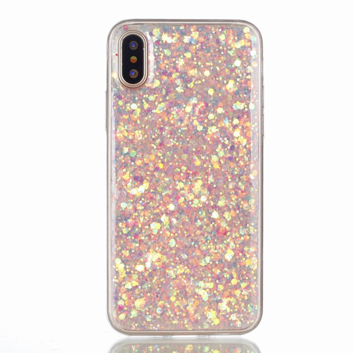 For Apple iPhone X Case Silicone Glitter Bling Back Cover Case iPhone X Cover TPU Transparent Side Phone Cases iPhoneX Coque - iDeviceCase.com