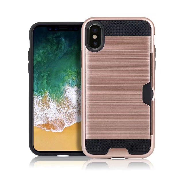Whyes Hard PC And Soft Silicone Hybrid Protection Brushed Surface High Quality Shockproof Card Slot - iDeviceCase.com