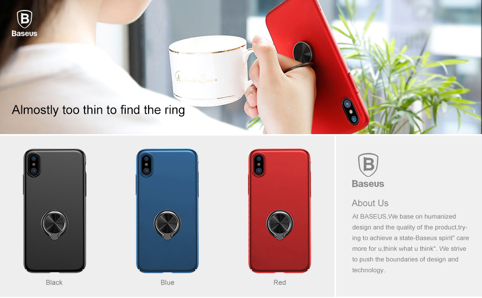 Baseus Case For iPhone X Cases Ultra Thin Finger Ring Holder Case - iDeviceCase.com