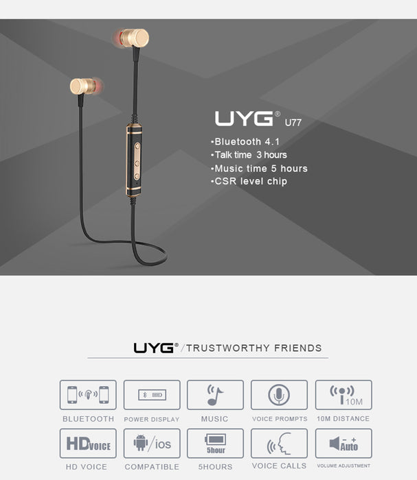 UYG U77 Bluetooth Earphone Sport Wireless earphones Stereo Headset with Mice - iDeviceCase.com