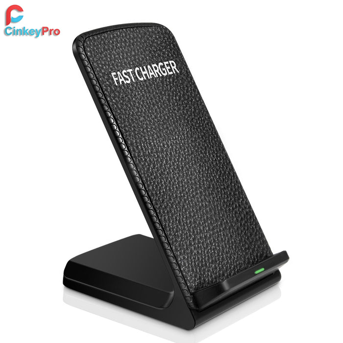 CinkeyPro QI Wireless Charger Fast Charging for iPhone 8 10 X Samsung Galaxy S6 S7 S8 3-Coils Stand Pad 5V/2A & 9V/1.67A Charge - iDeviceCase.com
