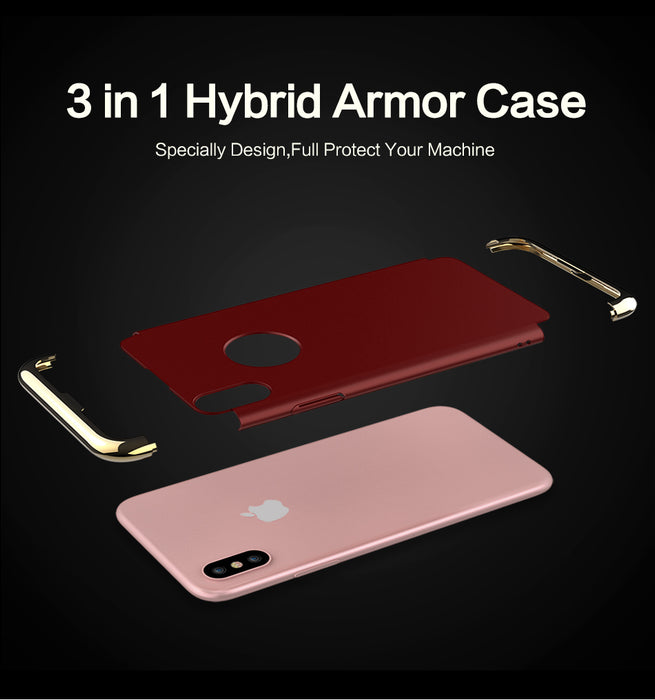FLOVEME Case For iPhone X ,Luxury 3 in 1 Combo Plating Hard PC Plastic Cover For iPhone 6 7 6S Plus Mobile Phone Accessories Bag - iDeviceCase.com