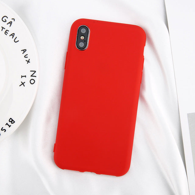 USLION Phone Case Simple Solid Color Ultrathin Soft TPU Cases Cute Candy Color Back Cover Capa - iDeviceCase.com