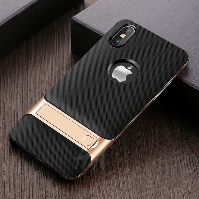 Luxury 360 Protective Case For iPhone X Cover Kickstand PC+TPU Shock Proof Holder Phone Cover For iPhone X Case Coque H&A - iDeviceCase.com