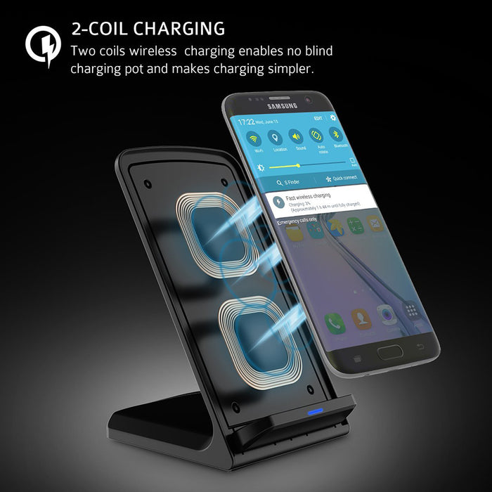 KONSMART Qi Fast Wireless Charger QC 2.0 Quick Charge Dock Stand Base Charger for iPhone 8 10 X Samsung S6 S7 S8 Note5 Xiaomi - iDeviceCase.com