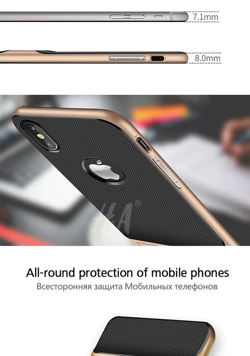 H&A 360 Protective Case For iPhone X Cover Kickstand PC+TPU Shock Proof Holder Phone Case For iPhone X Cover - iDeviceCase.com