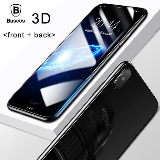 Baseus 3D Round Curved Edge Screen Protector For iPhone X Cover Front+Back Tempered Glass Film - iDeviceCase.com
