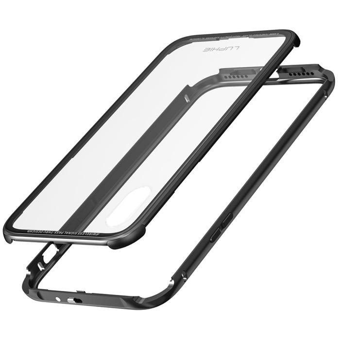 Luphie Luxury Metal Bumper + 9H Tempered Glass Back Cover Phone Case Glass Funda - iDeviceCase.com