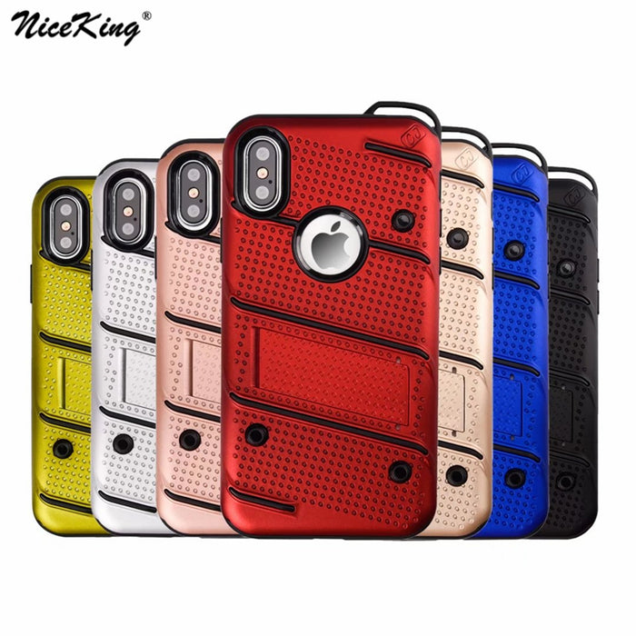 NiceKing TPU + PC Full Coverage Hard Back Cover Stand Armor Case - iDeviceCase.com