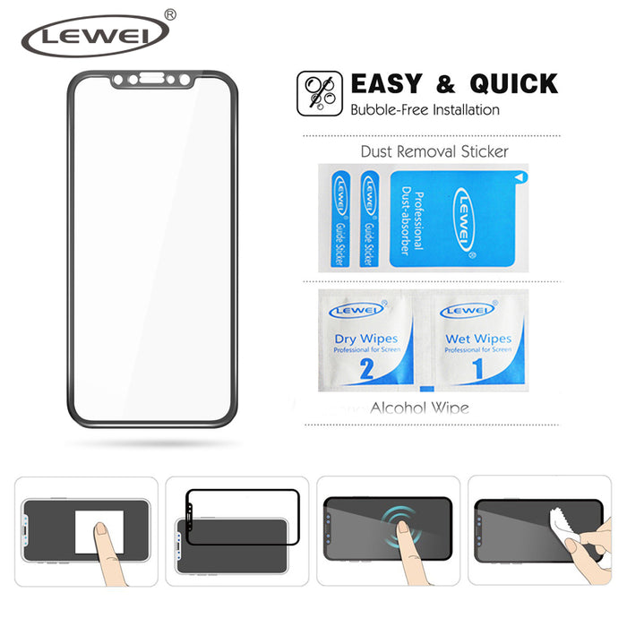 LEWEI 3D Glass For iPhone X 4D Tempered Glass 9H Round Full Curved Edge Screen Protector Film Safety Cover Case - iDeviceCase.com