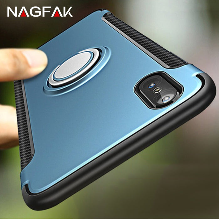 NAGFAK Luxury Shockproof Cases Metal Ring Holder Combo Phone Cover Cases - iDeviceCase.com