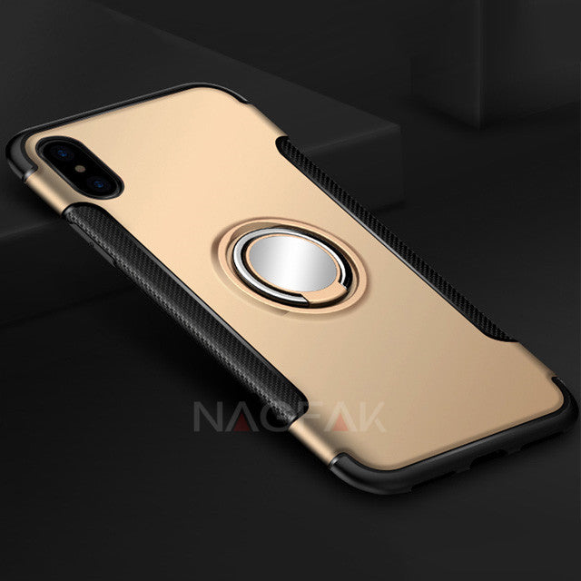 NAGFAK Luxury Shockproof Cases Metal Ring Holder Combo Phone Cover Cases - iDeviceCase.com