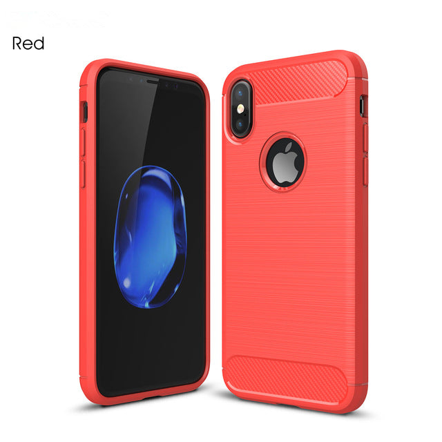 Luxury Shockproof Armor Carbon case For iPhone X Cover Original case soft tpu Armor cover for iPhone X coque silicon phone cases - iDeviceCase.com