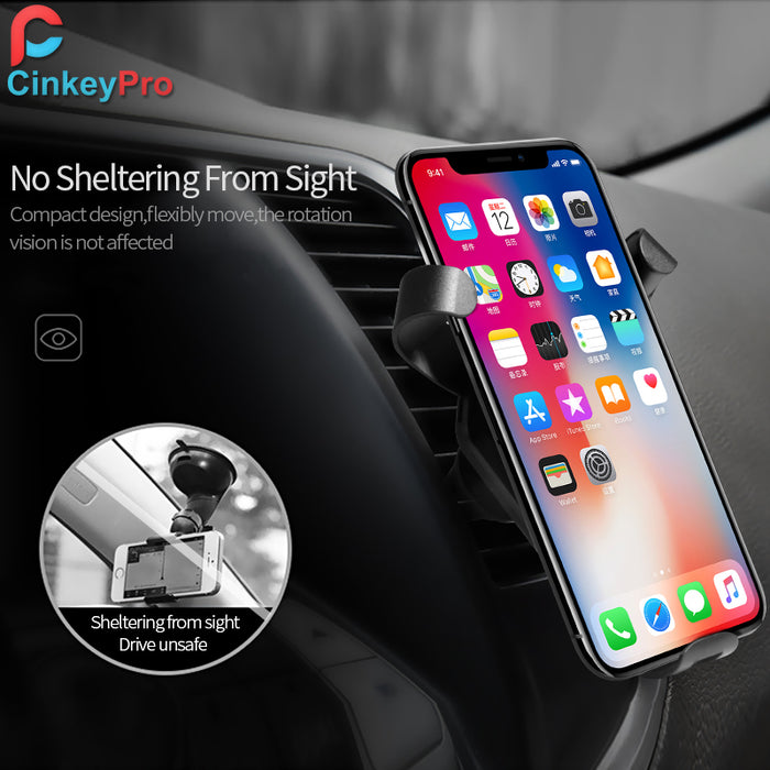 CinkeyPro QI Wireless Car Charger Holder Quick Charge 2.0 Fast Charging for iPhone 8 X 10 Samsung S6 S7 S8 Plus Air Vent Stand - iDeviceCase.com