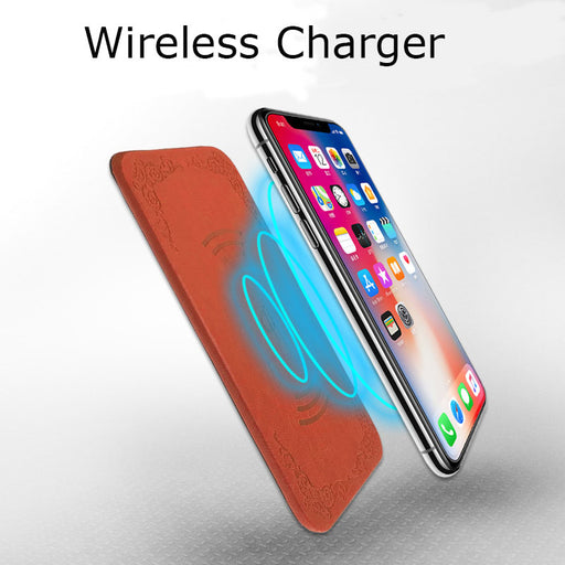 For Samsung Galaxy S8 Plus S6 S7 Note 8 iPhone X 8 QI Wireless Charger Leather Pad,5V/2A Safe Charge Universal USB Charging - iDeviceCase.com