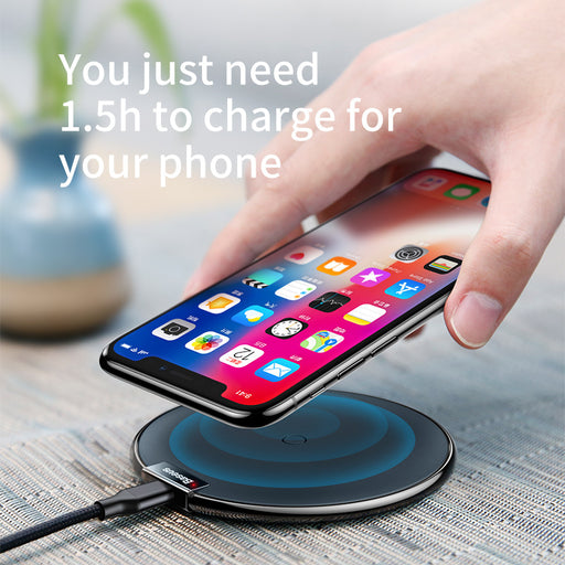 Baseus PU Leather Qi Wireless Charger Desktop Fast Wireless Charging with 1M Cable - iDeviceCase.com