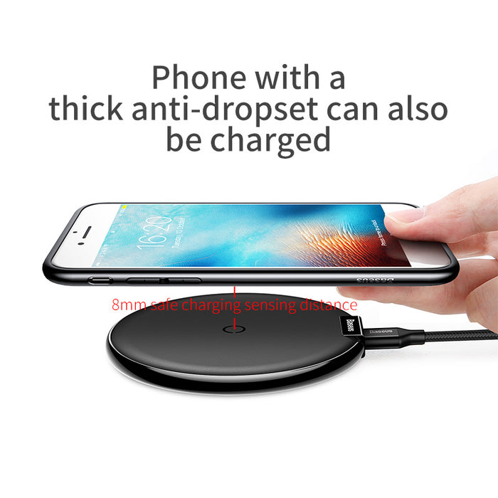Baseus PU Leather Qi Wireless Charger Desktop Fast Wireless Charging with 1M Cable - iDeviceCase.com