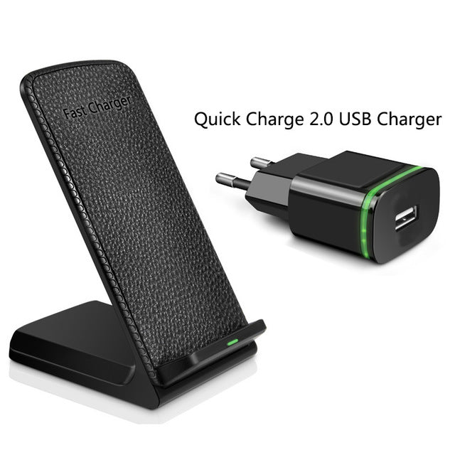 CinkeyPro QI Wireless Charger Fast Charging for iPhone 8 10 X Samsung Galaxy S6 S7 S8 3-Coils Stand Pad 5V/2A & 9V/1.67A Charge - iDeviceCase.com