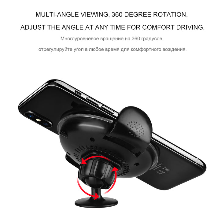 HOCO CW4 Qi fashion Car Wireless Charger Stand Holder QC3.0 Fast Car-Charger Charging for iPhone X 7 8 plus samsung Galaxy s8 - iDeviceCase.com