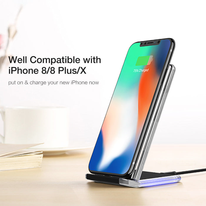 RAXFLY Qi Wireless Charger For Samsung Note 8 5 Galaxy S8 Plus S7 S6 Edge Dock For iPhone X 8 Plus USB Fast charging Stand 10W - iDeviceCase.com