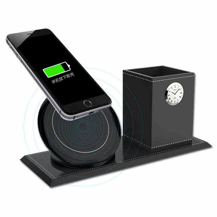 Abbery Wireless Charger Transmitter with Pen Container and Clock Function - iDeviceCase.com