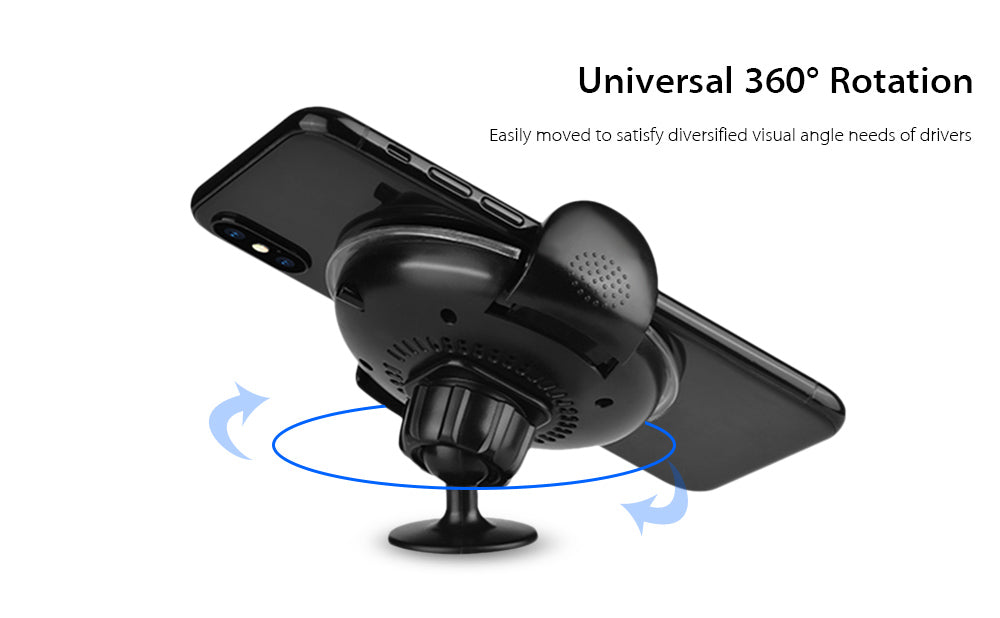 HOCO CW4 360 Degree Rotation Qi Wireless Charger Clip Holder Air Vent Car Mount Stand for iPhone 8 / 8 Plus / X - iDeviceCase.com