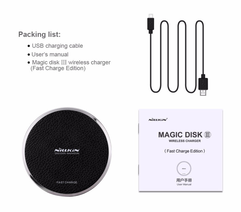 for iPhone X 8 8 Plus Fast Quick Nillkin Magic Disk III Wireless Charger Transmitter For Samsung GALAXY S8 Qi Wireless Charger - iDeviceCase.com