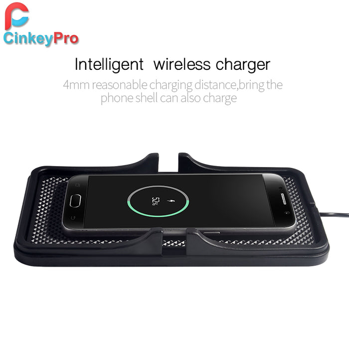 CinkeyPro W3 Wireless Car Charger Pad Holder Mobile Phone Stand 5V/1A QI Charging - iDeviceCase.com