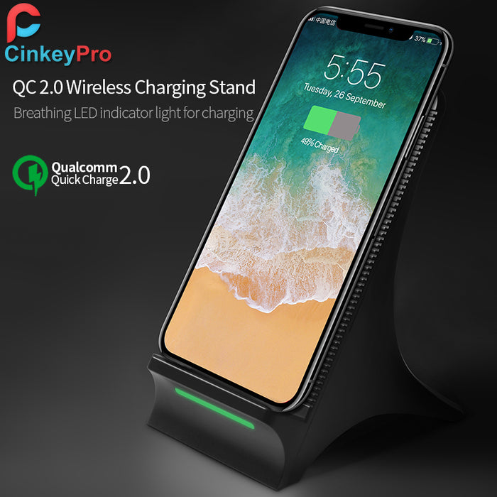 CinkeyPro Qi Wireless Charger Holder with Fan Quick Charge 2.0 Fast Charging for iPhone 8 10 X Samsung S6 S7 S8 Dock Stand - iDeviceCase.com