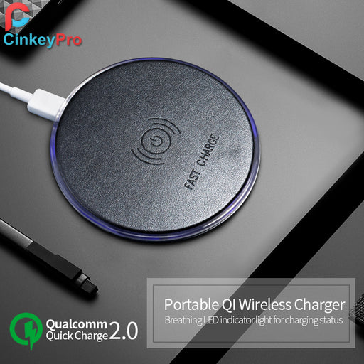 CinkeyPro QI Wireless Charger Fast Charging for iPhone 8 10 X Samsung Galaxy S6 S7 S8 Plus Quick Charge 2.0 Pad 5V/2A & 9V/1.67A - iDeviceCase.com