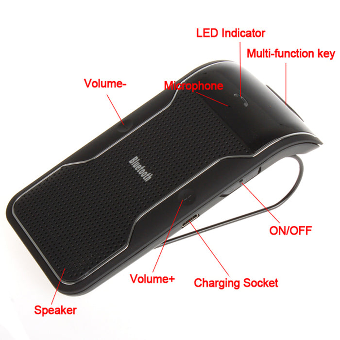Wireless Bluetooth Handsfree Car Kit Speakerphone Sun Visor Clip 10m Distance with Car Charger - iDeviceCase.com