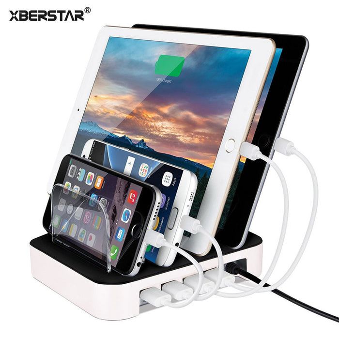 For iPhone 7 6 6S Plus 5 Samsung LG 24W Charging Station 4 Ports 2.4A Multi Function Dock Stand Holder Universal USB Charger - iDeviceCase.com
