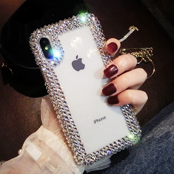 Dower Me Luxury Fashion DIY Bling Crystal Diamond Edge Transparent Phone Case Cover For iPhone XS Max XR X 8 7 6 6S Plus 5 5S SE - iDeviceCase.com
