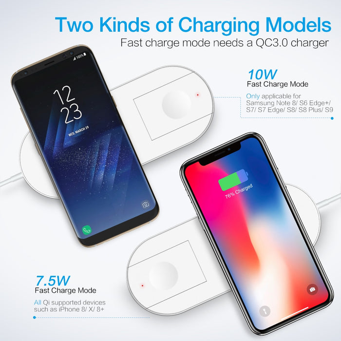 RAXFLY Wireless Charger For iPhone X 8 XR XS Max For Apple i Watch 2 3 10W Qi Wireless Charge For Samsung S7 S8 S9 Plus Note 8 9 - iDeviceCase.com